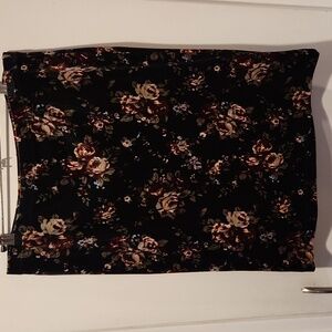 Bobeau Velvet Floral Skirt L